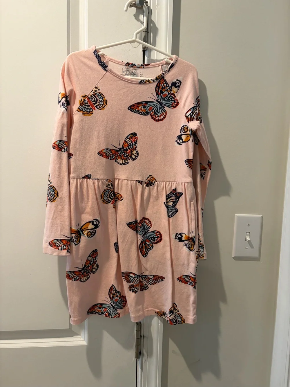 Nomad Pink Butterfly Print Long-Sleeve Casual Dress